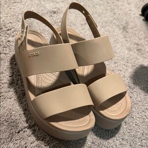 CROCS Women's Beige Platform Sandals